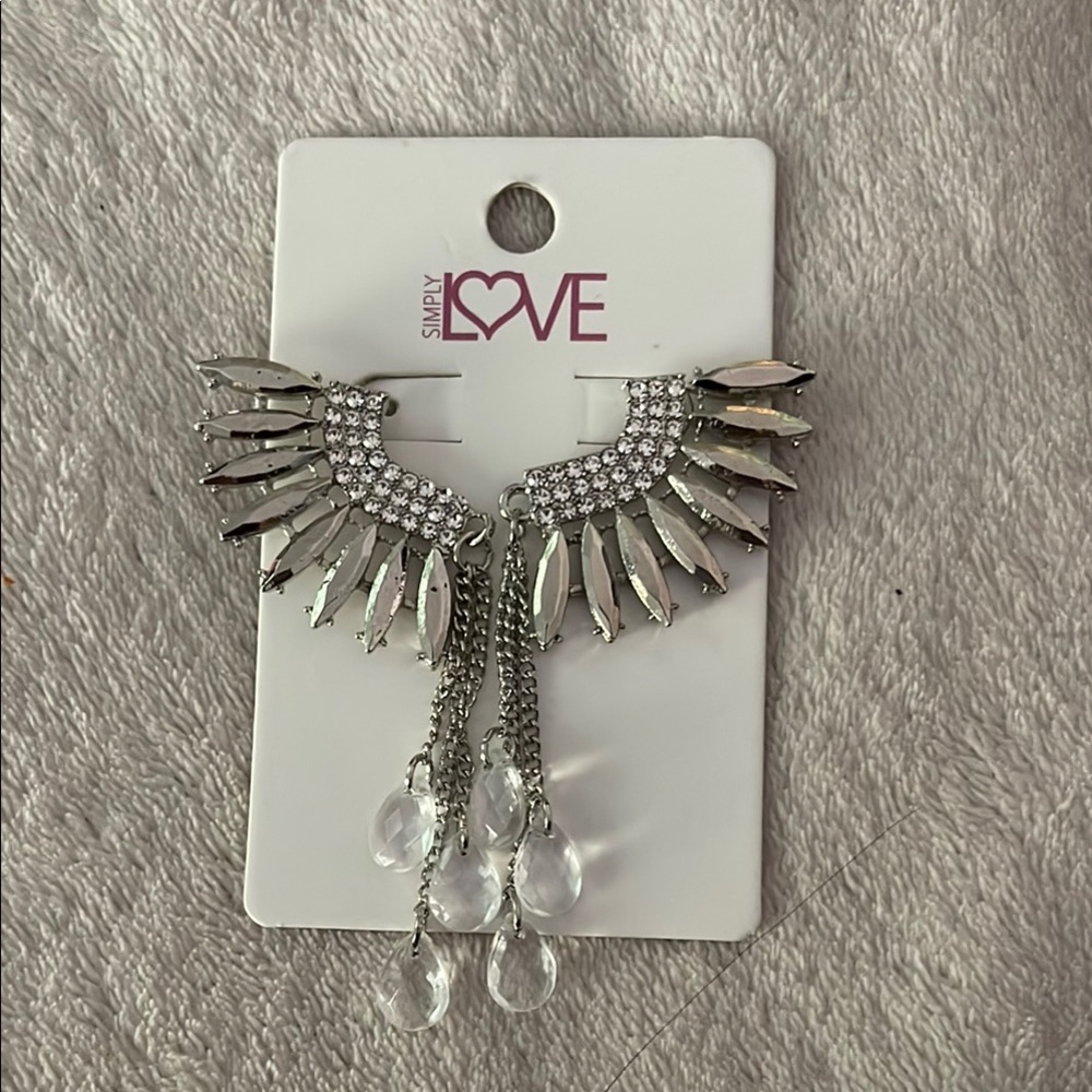 Celestial Silver and White Wing Earrings